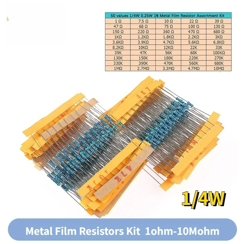 Resistor Kit 1 4W - 500 peças 1% 1/4w kit de
