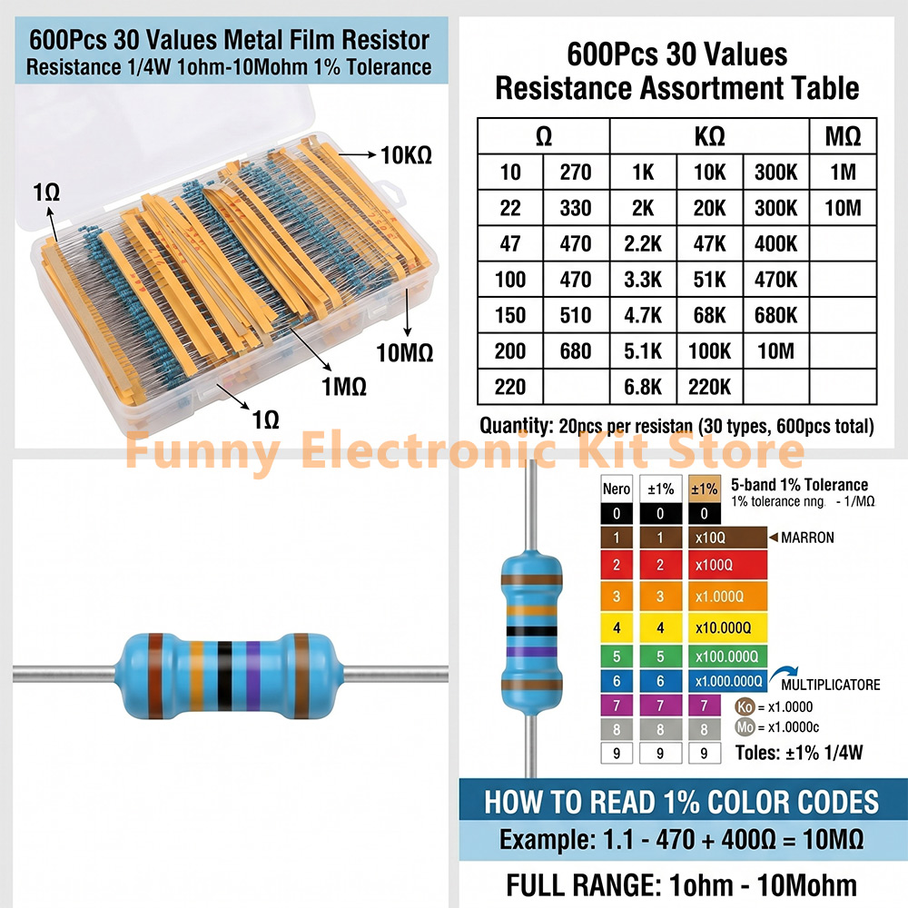 Kit de Resistores de Filme Met - Resistor Kit 1 4W avaliação e preço